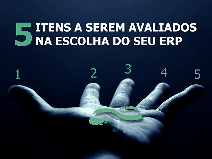 mão com 5 itens a serem avaliados no erp